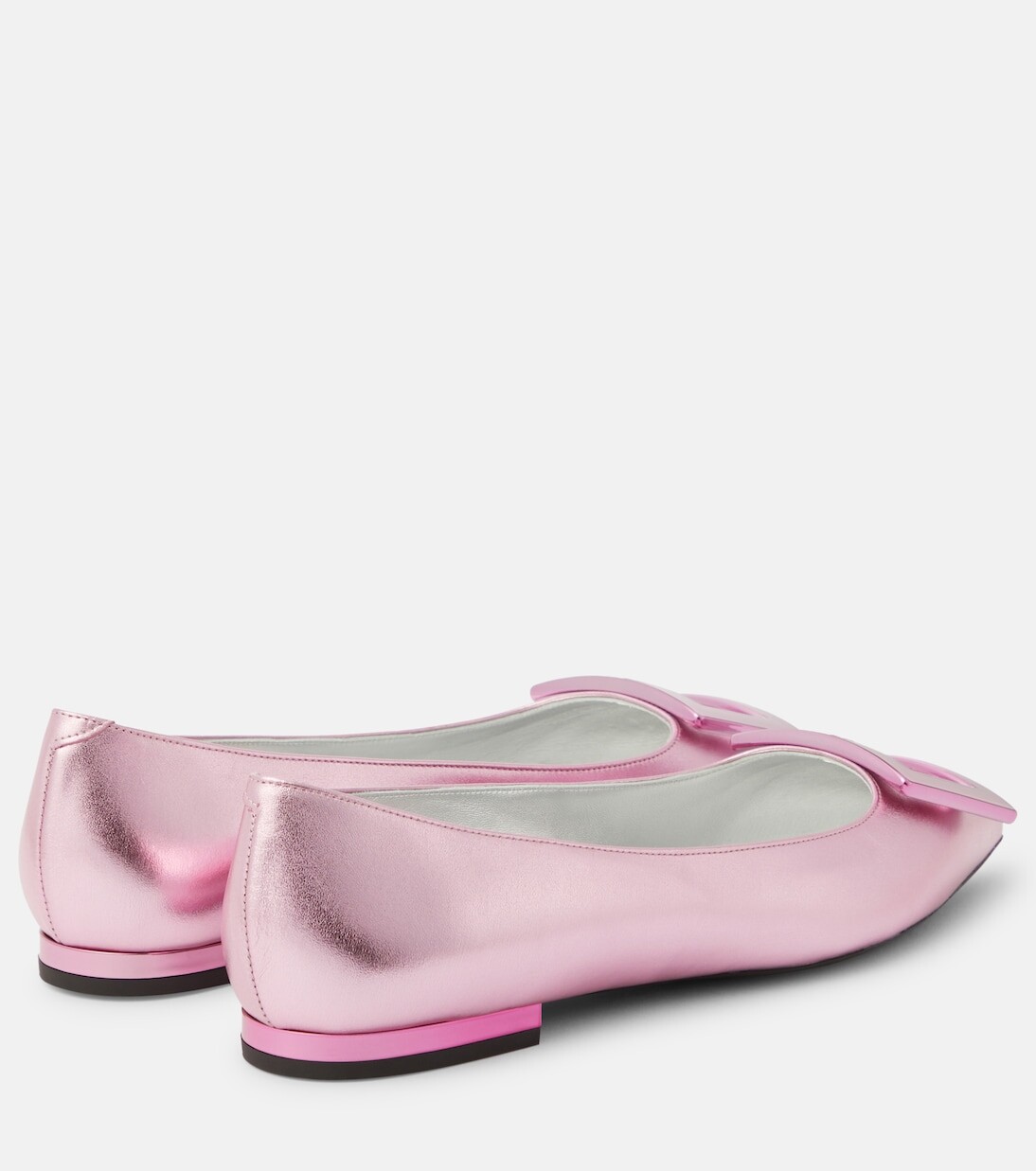 Кожаные балетки gommettine с эффектом металлик Roger Vivier, розовый — фото 3