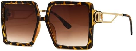 

Крупные квадратные солнцезащитные очки для женщин, модные, классической формы, винтажные солнцезащитные очки для мужчин, ретро-очки, защита от УФ-излучения UV400 MTZJH, Leopard