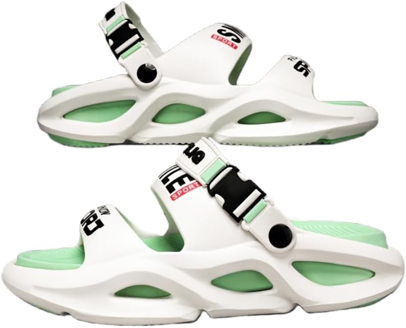 

Hhhchpm Стильные летние мужские сандалии-шлепанцы, удобные сандалии с толстой подошвой и дышащим материалом EVA для занятий в помещении и на улице, белый/зеленый/мятный