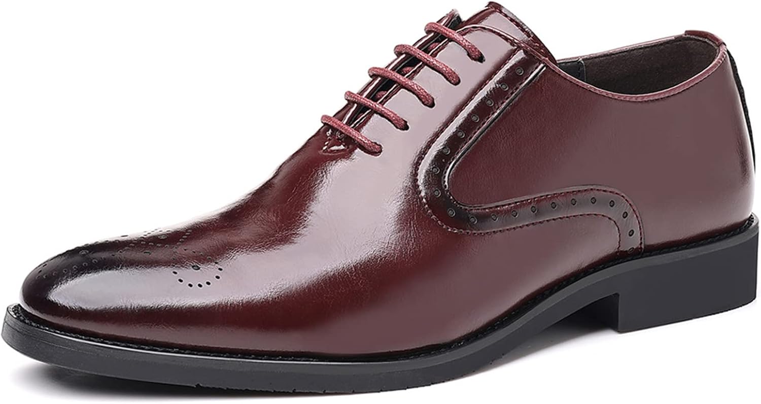 

Мужские броги KYOESCAI Классические офисные туфли Вингтип Деловые туфли Современные формальные дерби На шнуровке Для офиса и свадьбы Оксфорды, красный