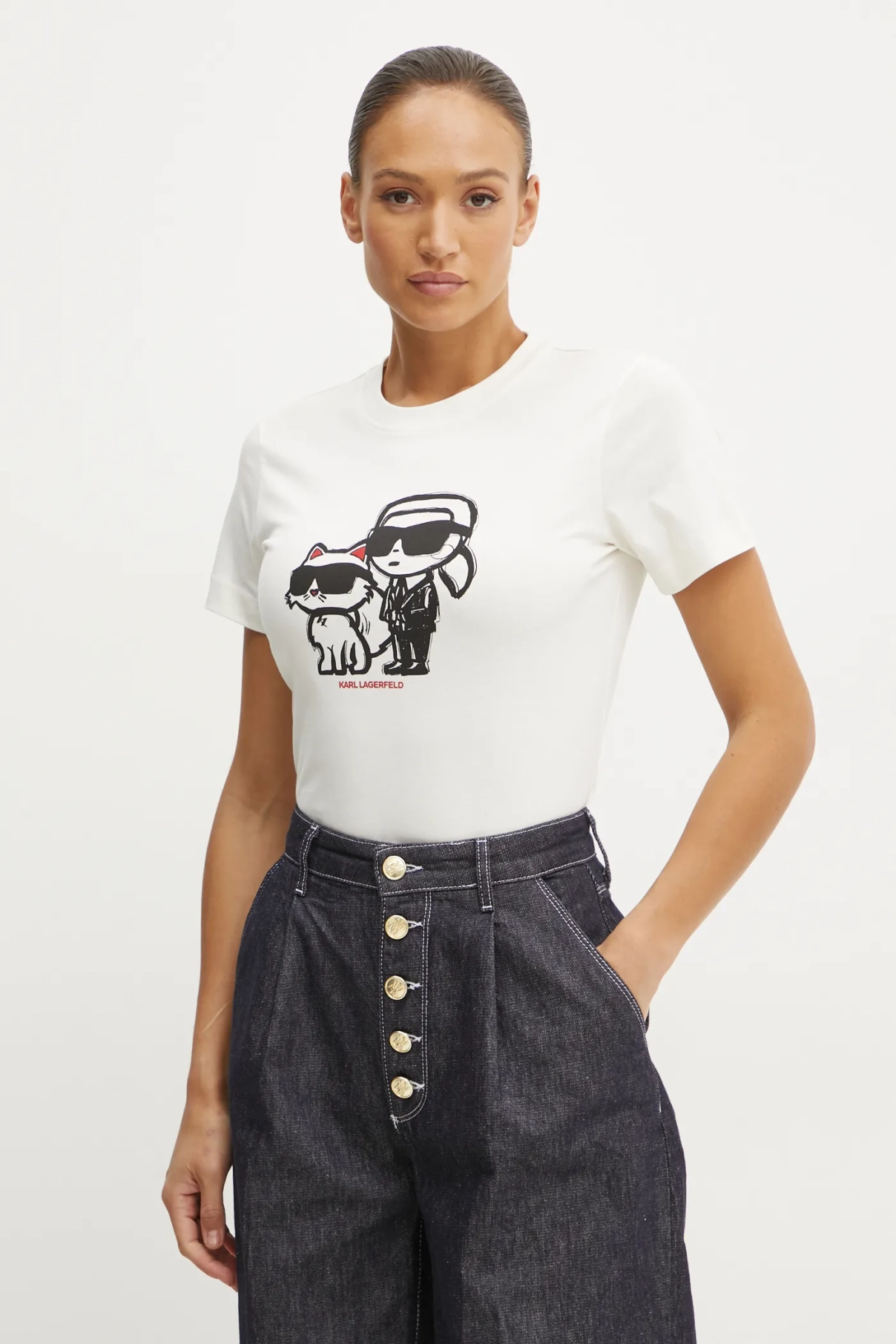 

Хлопковая футболка Karl Lagerfeld, бежевый