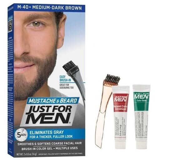 Окрашивающий гель для бороды и усов M-40 Medium Dark Brown, 60 мл Just For Men, Mustache & Beard — фото 2