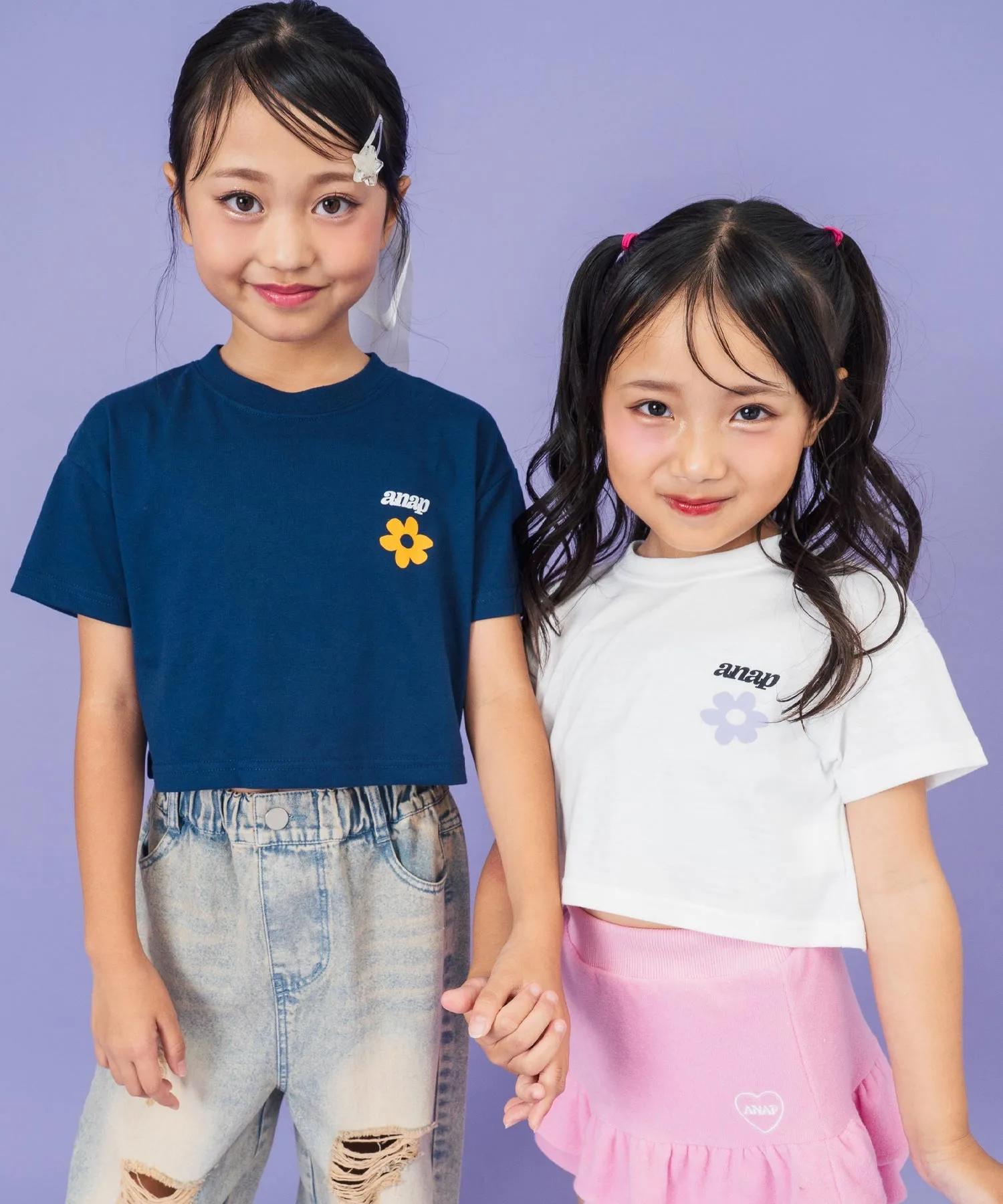 детская футболка crop с цветочным принтом ANAP kids синяя — фото 2