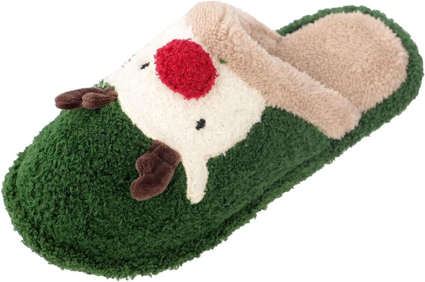 

Рождественские тапочки для женщин и мужчин, мягкие домашние тапочки с эффектом памяти, пушистые и удобные, теплые спальневые тапочки, праздничные тапочки, рождественский подарок Movnebyro, темно-зеленый