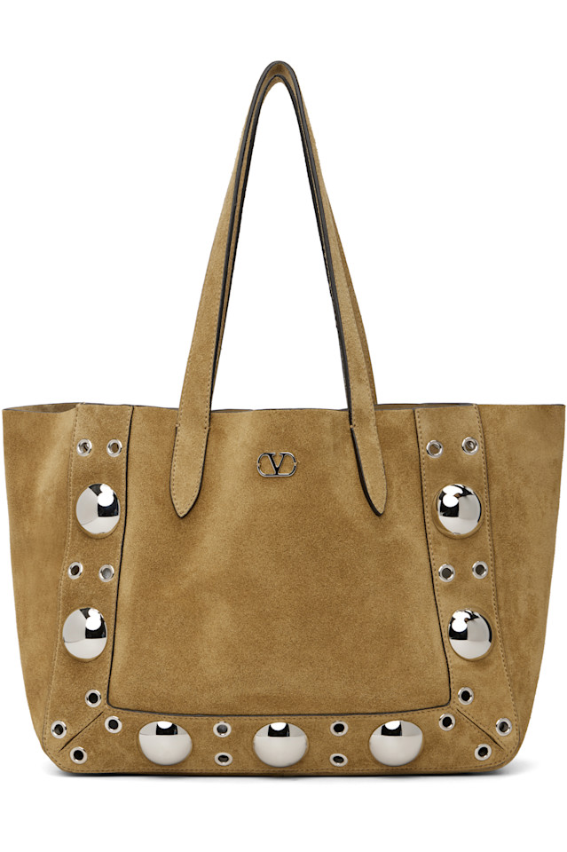 

Valentino Garavani Средняя замшевая сумка Nellcôte бежевого цвета