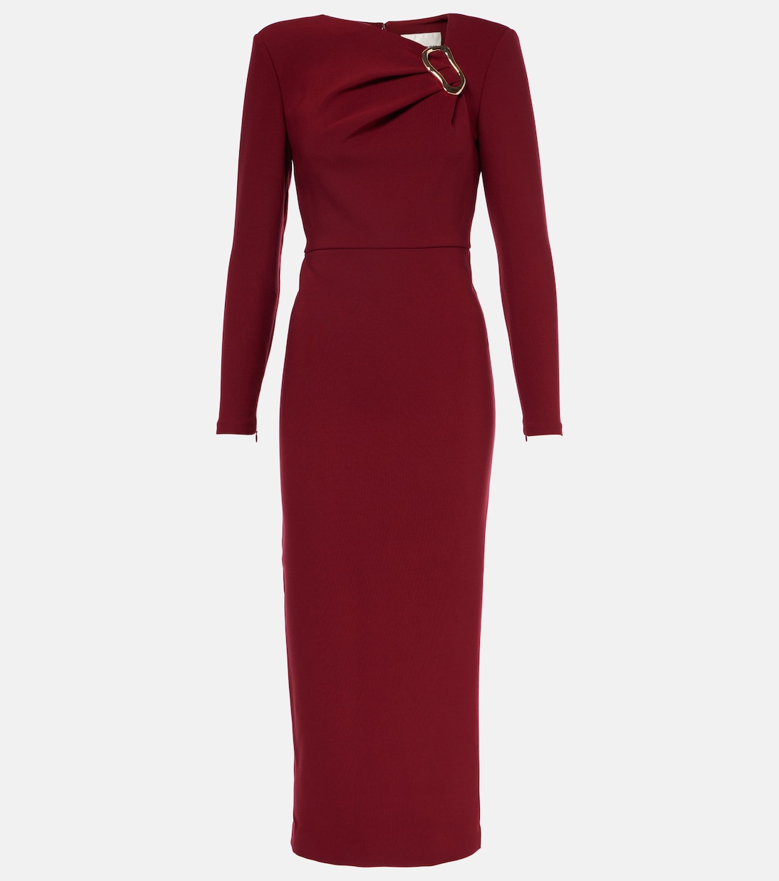 

Платье миди из крепа с длинными рукавами Roland Mouret, Maroon