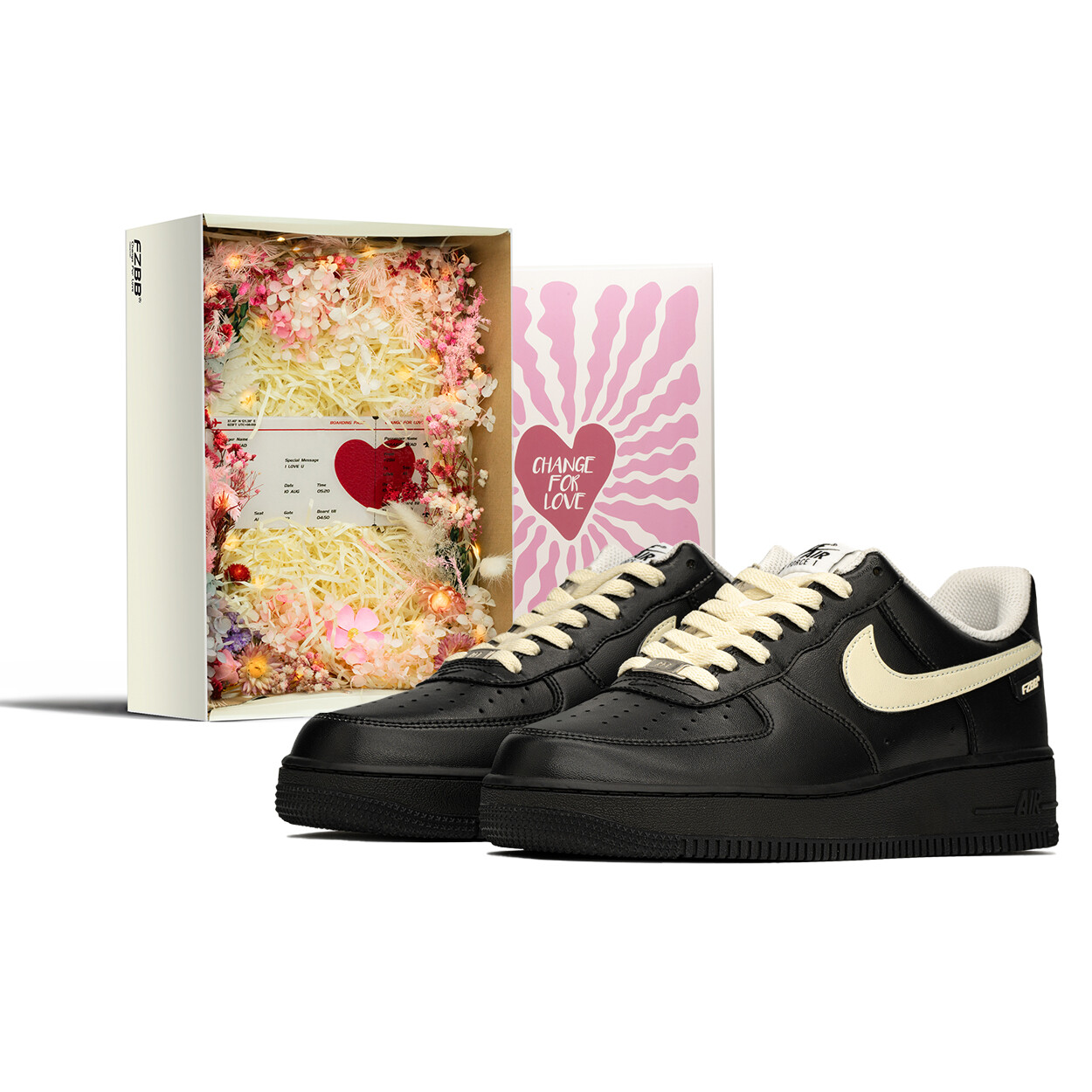 

Кроссовки Nike Air Force 1 Skateboarding Shoes Men Low-top Black/beige, черный/бежевый
