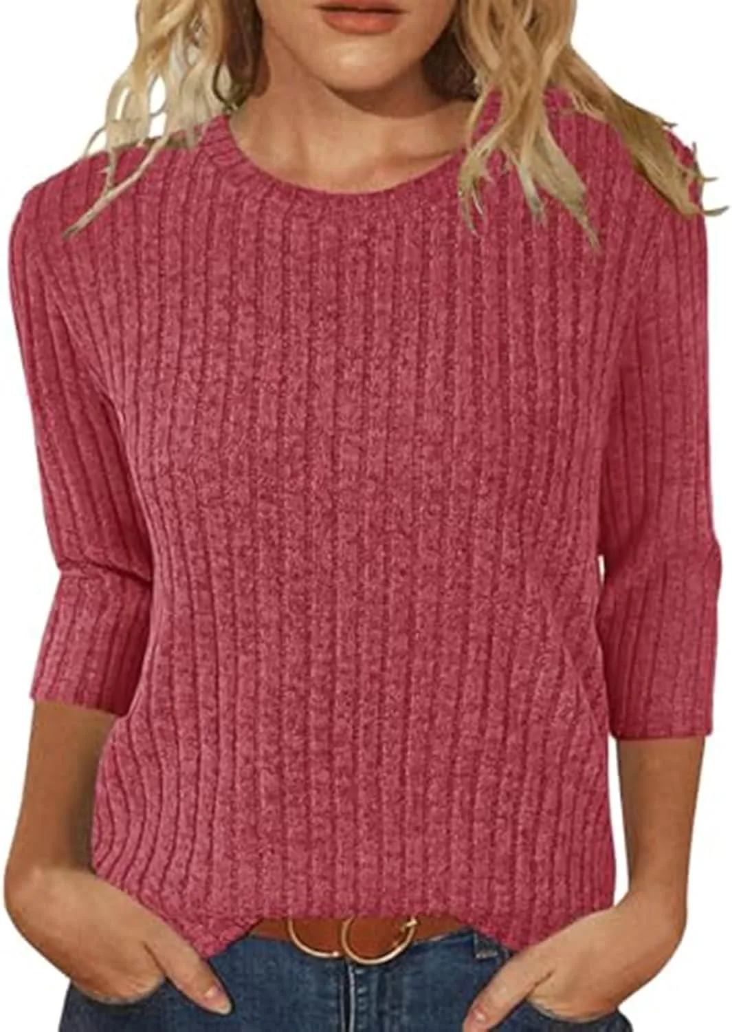 

Свитер для женщин с 3/4 рукавом и круглым вырезом Kenvina