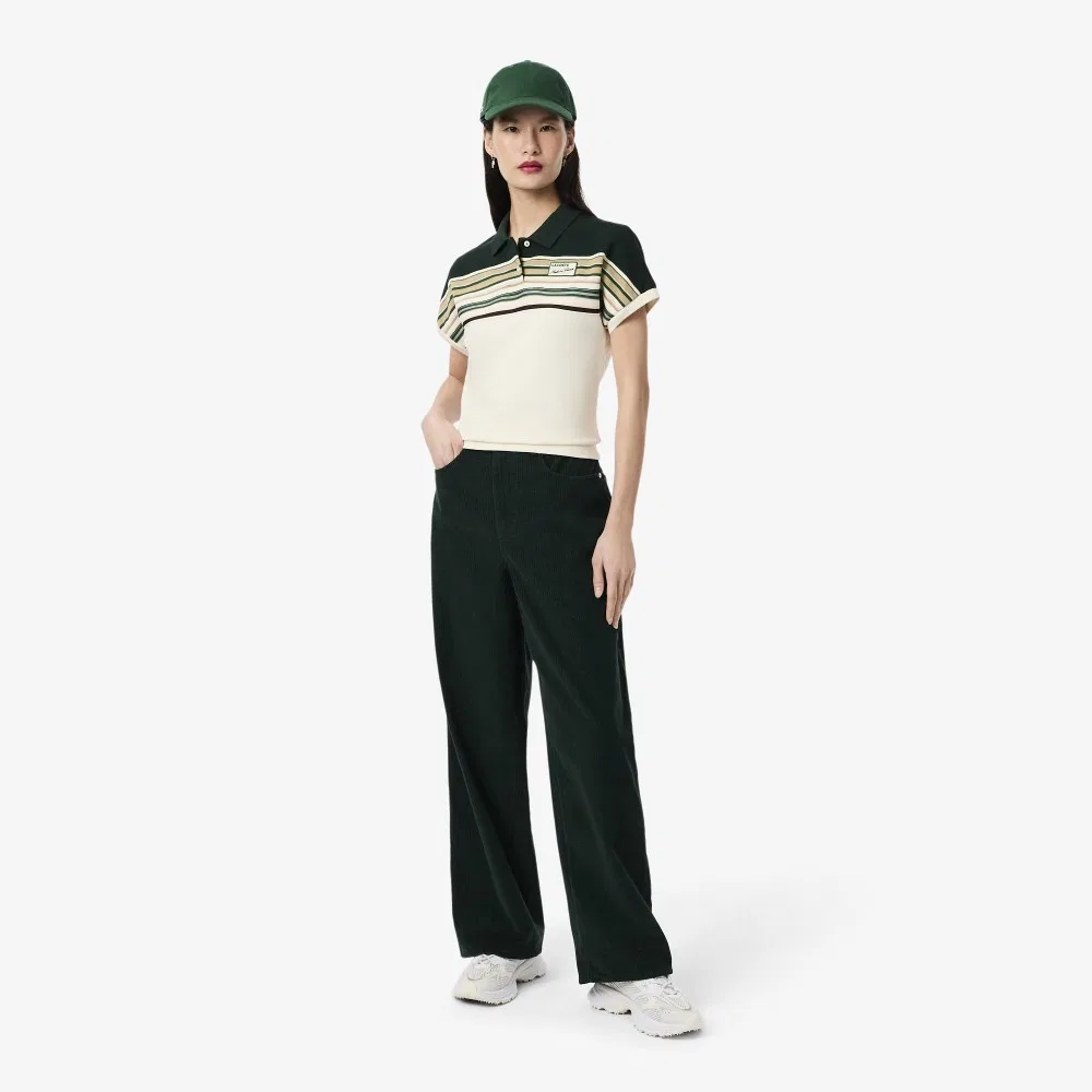 Брюки Lacoste вельветовые широкие, тёмно-зелёные — фото 2