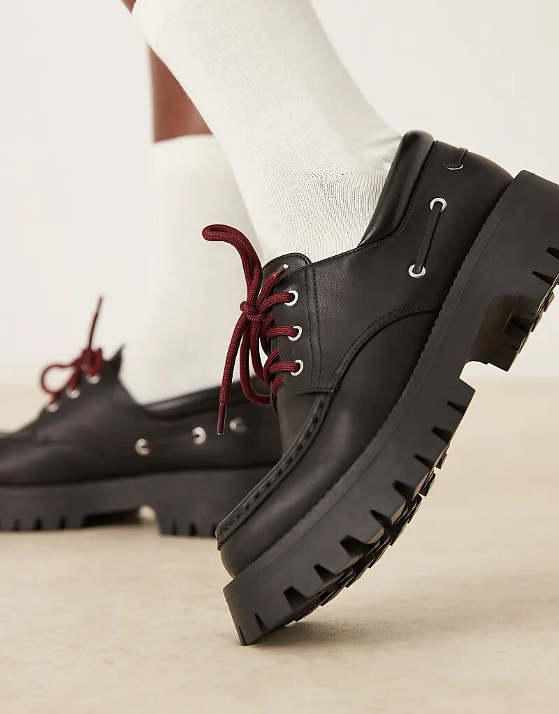 Туфли-лодочки Monsoon на массивной шнуровке ASOS DESIGN черного цвета — фото 2
