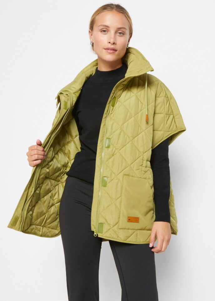Функциональный стеганый жилет oversize водоотталкивающий Bpc Bonprix Collection, зеленый — фото 3