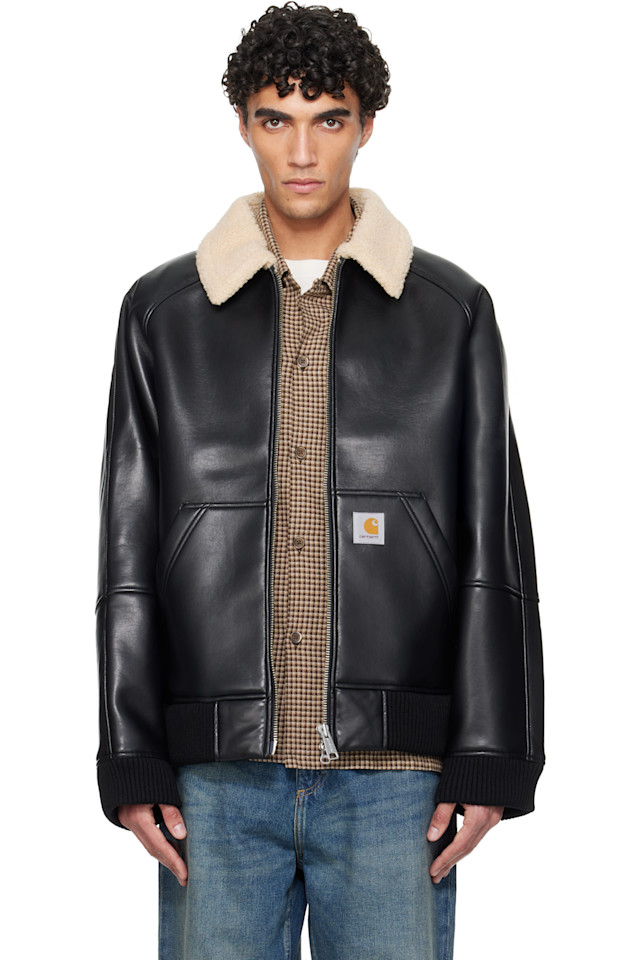 

Carhartt Work In Progress Черная куртка Shepton из искусственной кожи