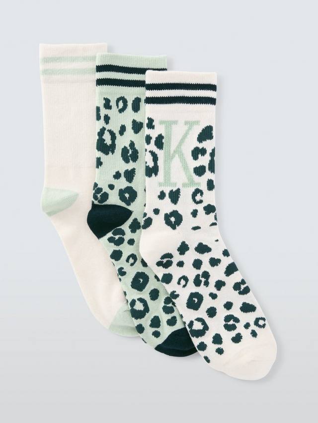 

Носки до щиколотки с принтом звериного алфавита John Lewis, K, Pack of 3, Green