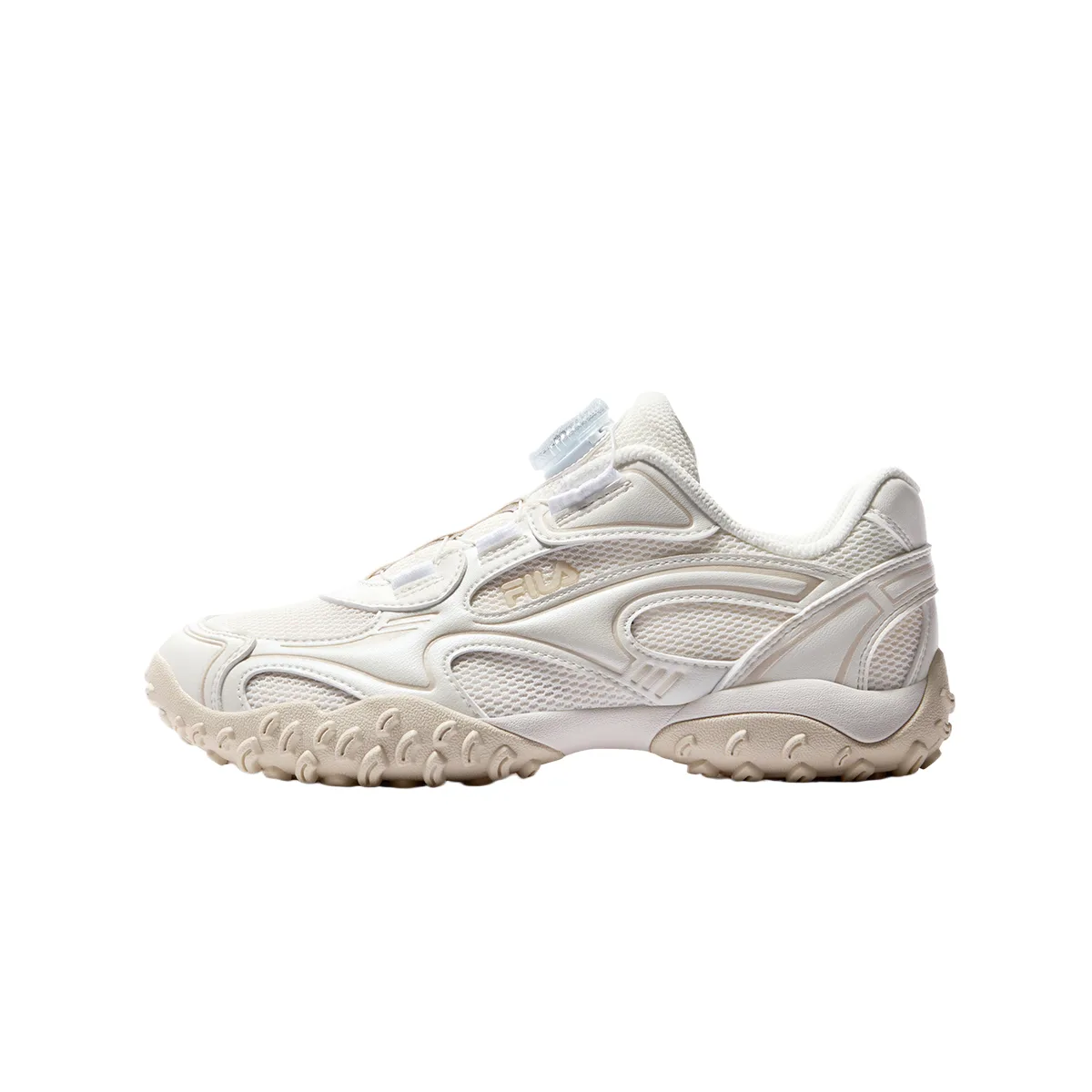 Heritage FHT Textile, Synthetic Leather Breathable Rebound Low top Running Shoes Kids' FILA KIDS, Fragrant Snow White/Birch Brown