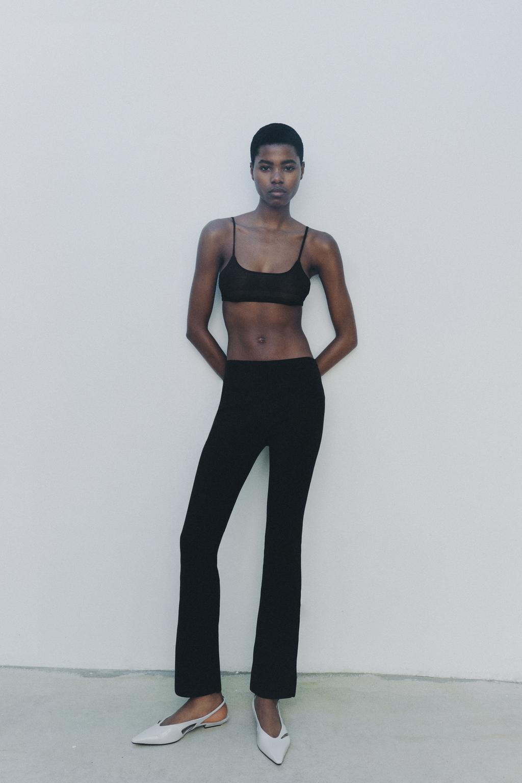 

Расклешенные трикотажные брюки ZARA, черный