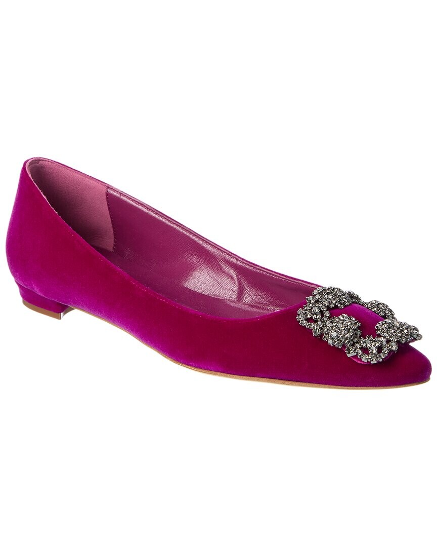 Manolo Blahnik Hangisi Бархатные балетки, фиолетовый