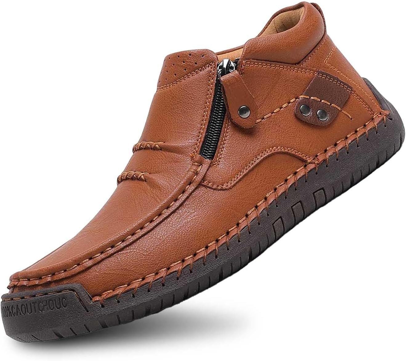 

Мужские повседневные кожаные лоферы на подкладке с мягкой подошвой, удобные широкие туфли, прогулок на улице и ежедневной носки Generic, коричневый