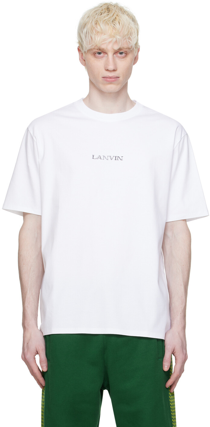 

Белая футболка с вышивкой Lanvin, цвет Optic white