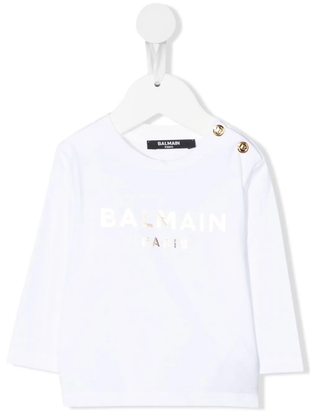 

Футболка с длинными рукавами и логотипом Balmain Kids, белый