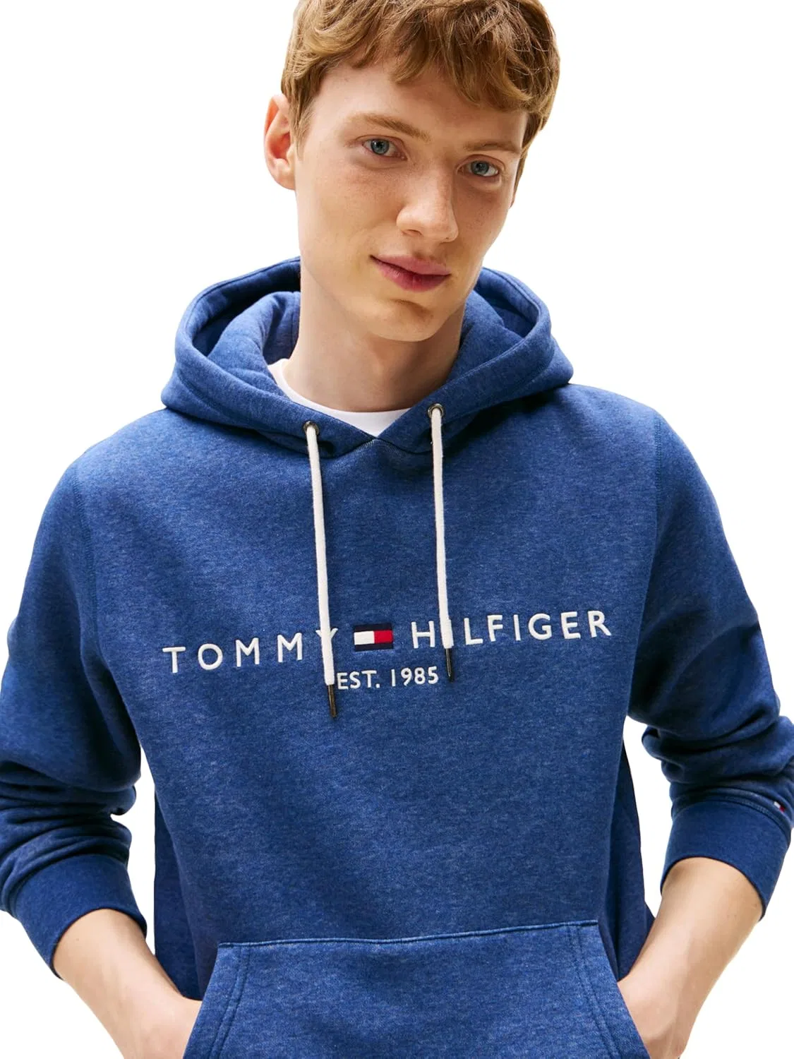 Флисовая худи с капюшоном Tommy Hilfiger, цвет Aegean Sea Heather — фото 2