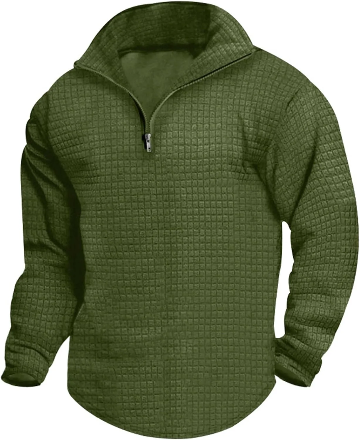 

Мужской свитшот с четвертью молнии — длинный рукав, вафельная ткань, удобный карман