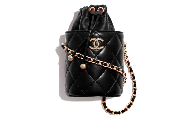 Chanel Сумка-ведро из овечьей кожи, наплечная сумка, сумка через плечо, женская сумка-кроссбоди, маленькая, черная — фото 2