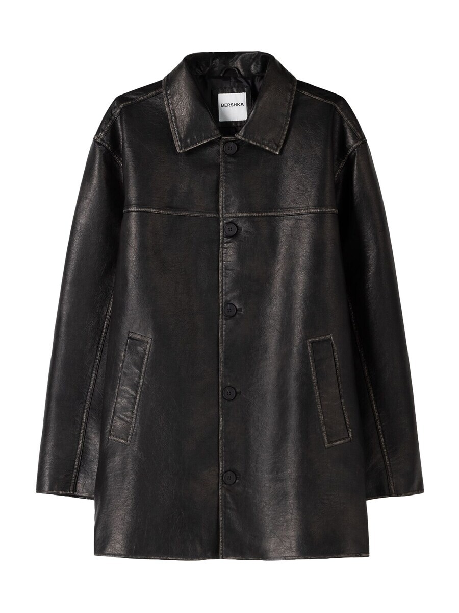 

Кожаная куртка Bershka Between-Season Jacket, черный
