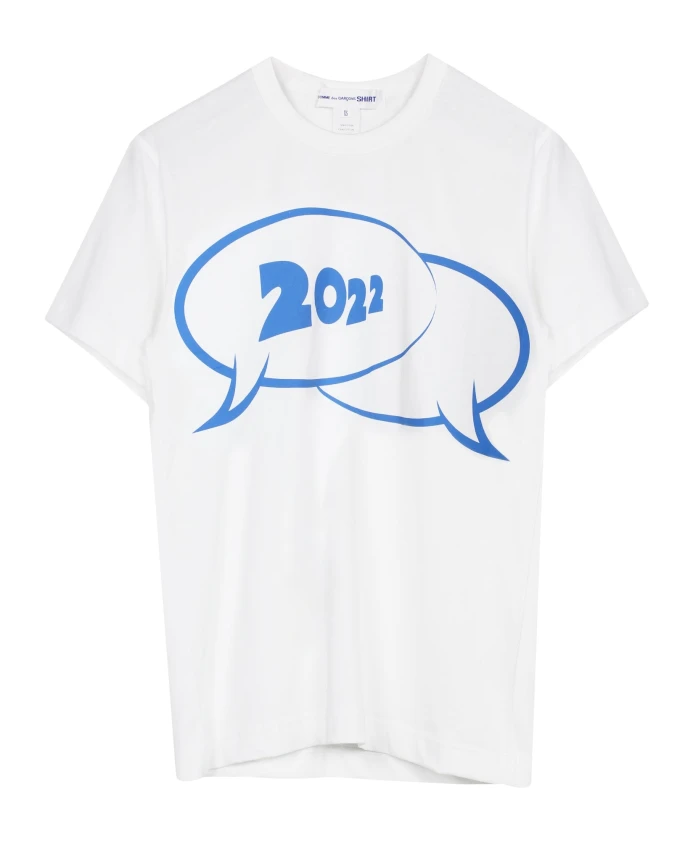 

Белая хлопковая футболка с принтом Comme Des Garã§Ons, белый