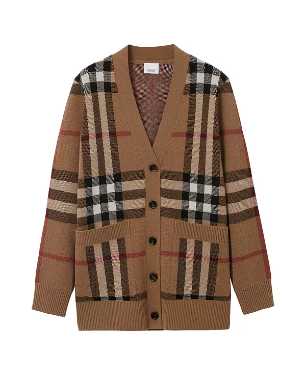 Кардиган из шерсти и кашемира в клетку Burberry, коричневый — фото 4