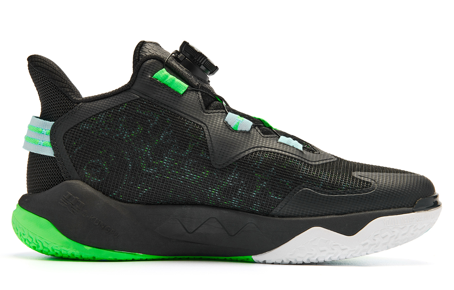 QIAODAN Низкие детские баскетбольные кроссовки black green — фото 3