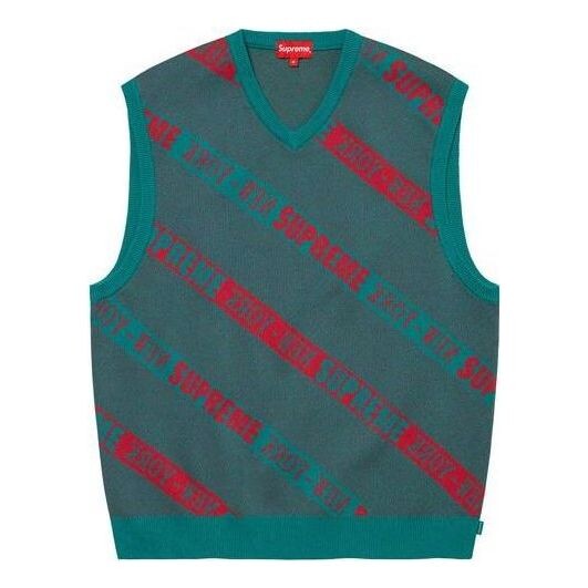 

Жилет stripe sweater vest 'green red' Supreme, зеленый
