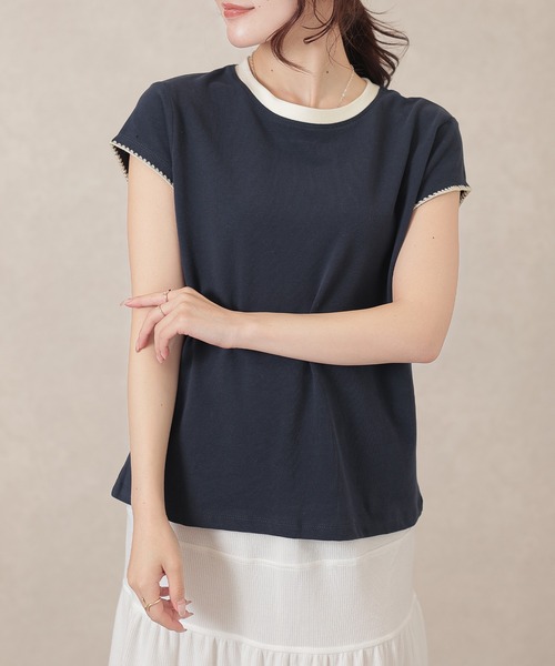 

Футболка женская с коротким рукавом, круглым вырезом, однотонная Lace Ladies, темно-синий