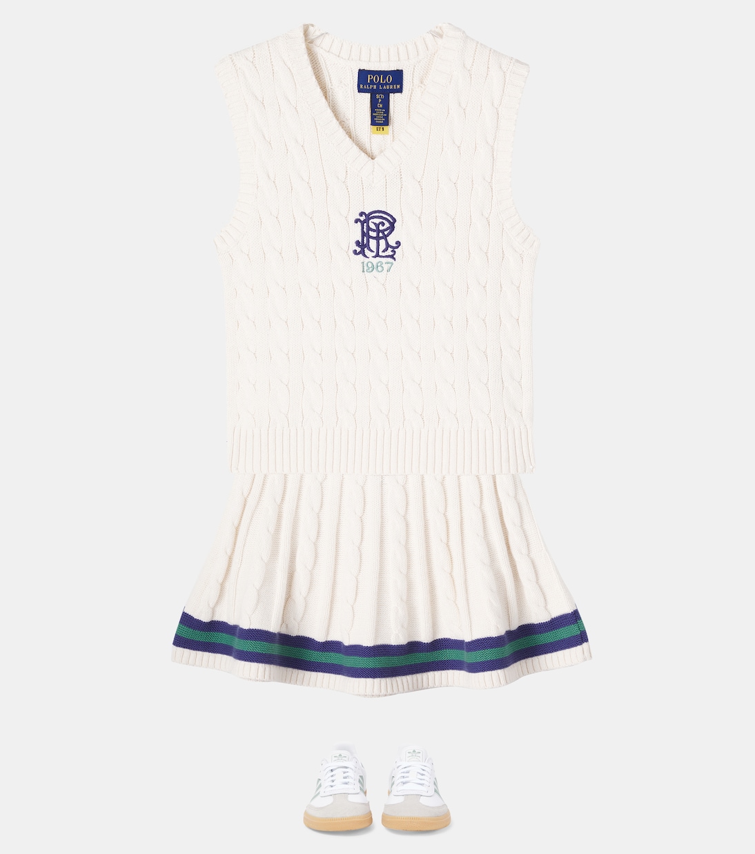 Вязаный хлопковый жилет с рубчиком Polo Ralph Lauren Kids, Cricket Cream Multi — фото 2
