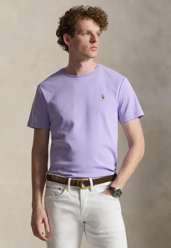 Футболка Polo Ralph Lauren Custom Slim Fit Soft Cotton Basic, пудрово-фиолетовый