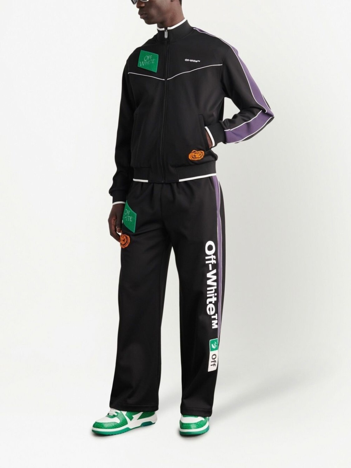 Off-White куртка на молнии с вышитым логотипом, черный — фото 3