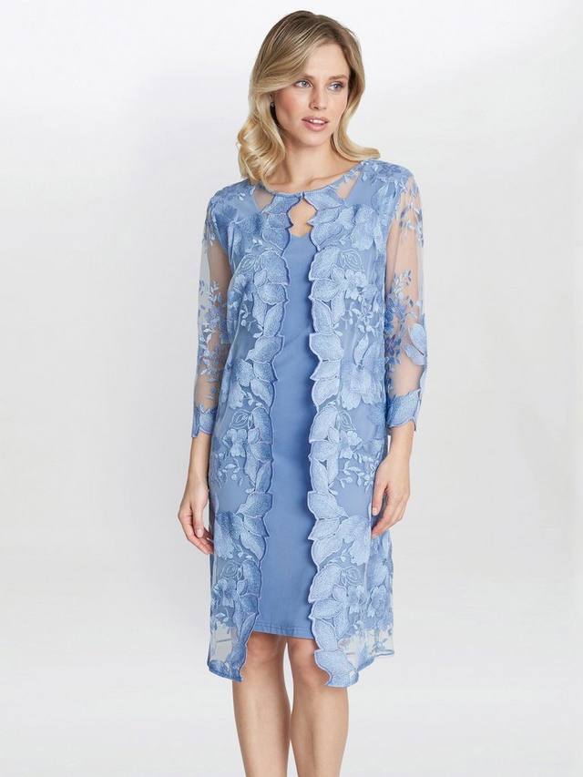 

Кружевное платье из джерси с вышивкой savoy Gina Bacconi, цвет Hydrangea