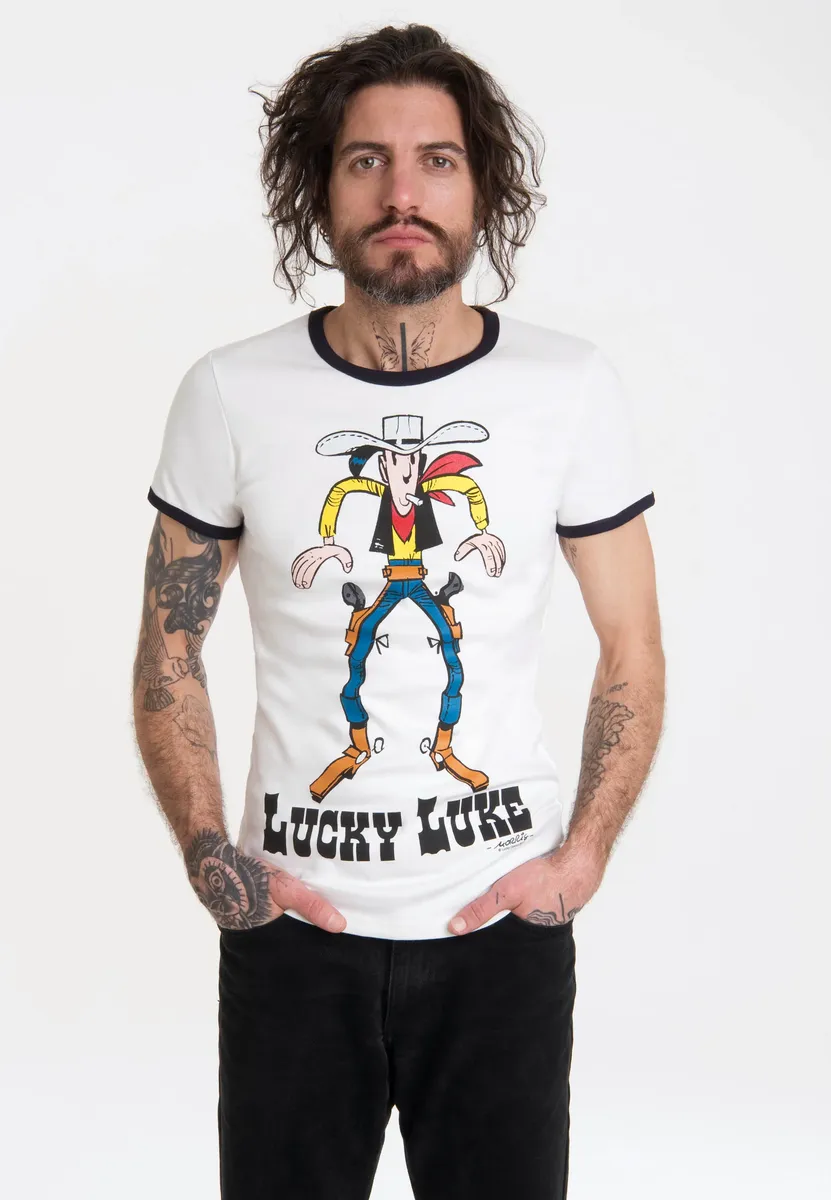 

Logoshirt Футболка "Счастливчик Люк", с контрастными манжетами, синий