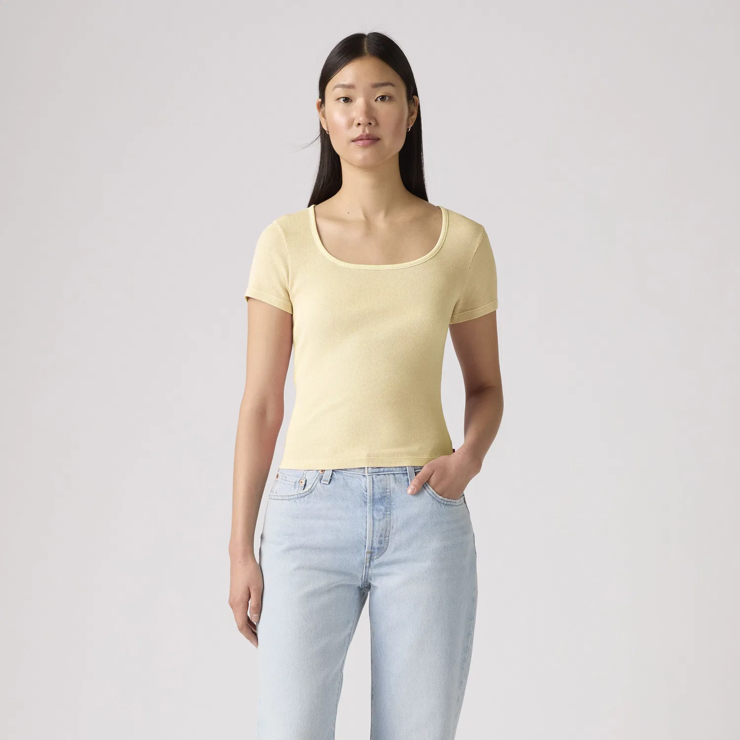 Футболка с квадратным вырезом, окрашенная в готовом виде Levi's, Yellow — фото 3