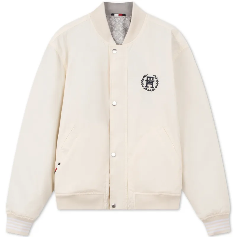 Бомбер с вышитым логотипом Tommy Hilfiger, экрю/Print AEF