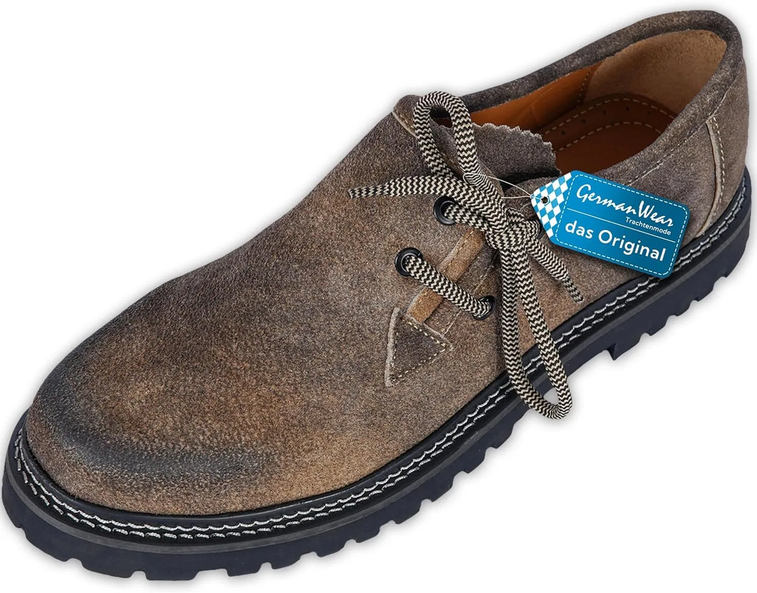 Традиционные немецкие кожаные туфли Haferlschuhe, оригинальные, ручной работы, из замши, с двумя шнурками German Wear, Antique Brown
