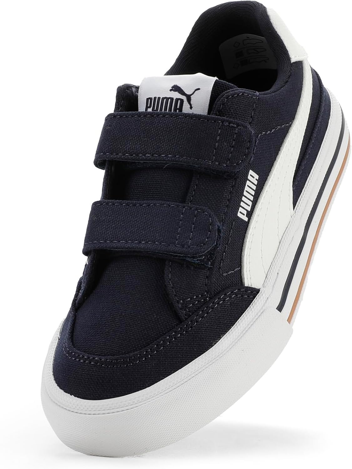 Детские кроссовки PUMA Suede с двумя застежками, белый/синий/темно-синий — фото 2