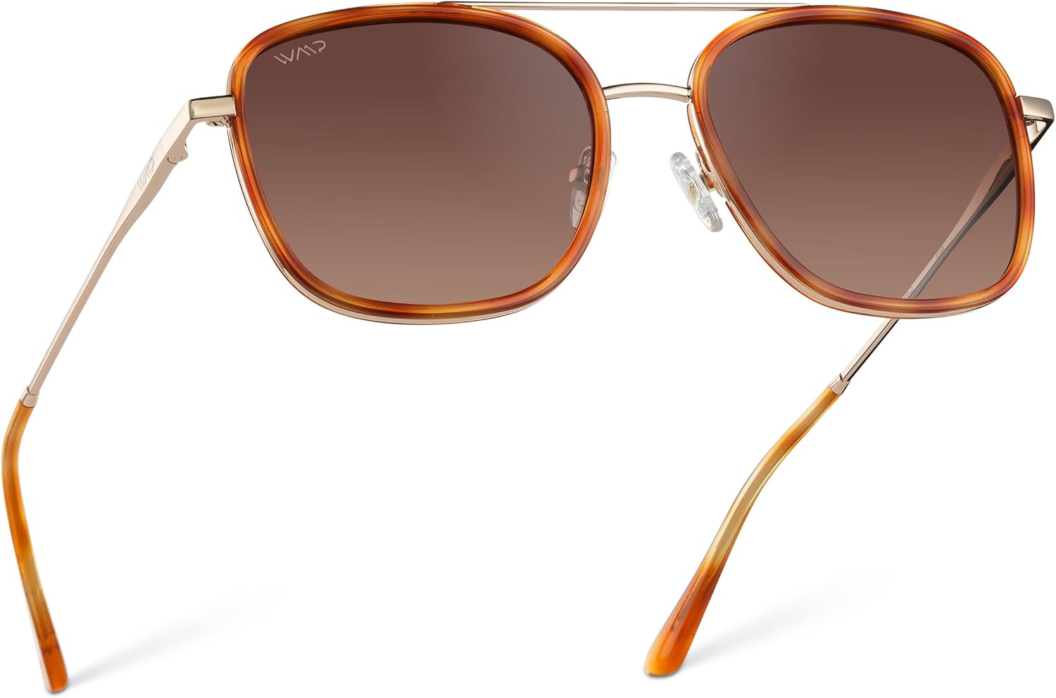 

WearMe Pro — Женские поляризованные квадратные солнцезащитные очки: современные квадратные очки-авиаторы с двойной перемычкой в ​​винтажном стиле, Sunset Tortoise Frame / Gradient Brown Lens