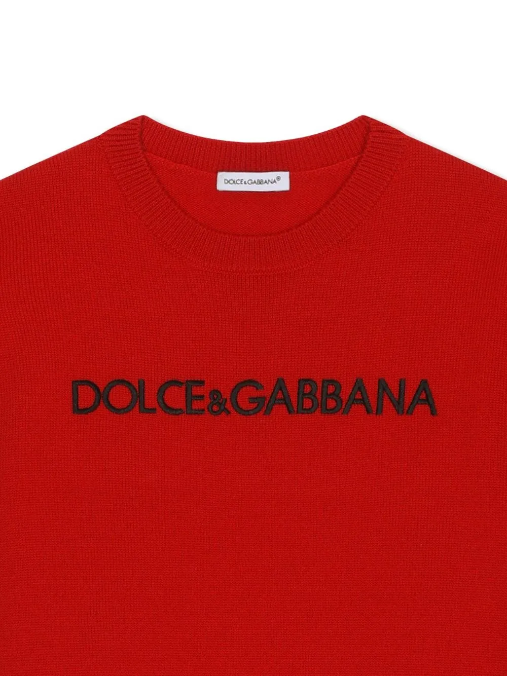 Шерстяной джемпер с вышитым логотипом Dolce & Gabbana Kids, красный — фото 3