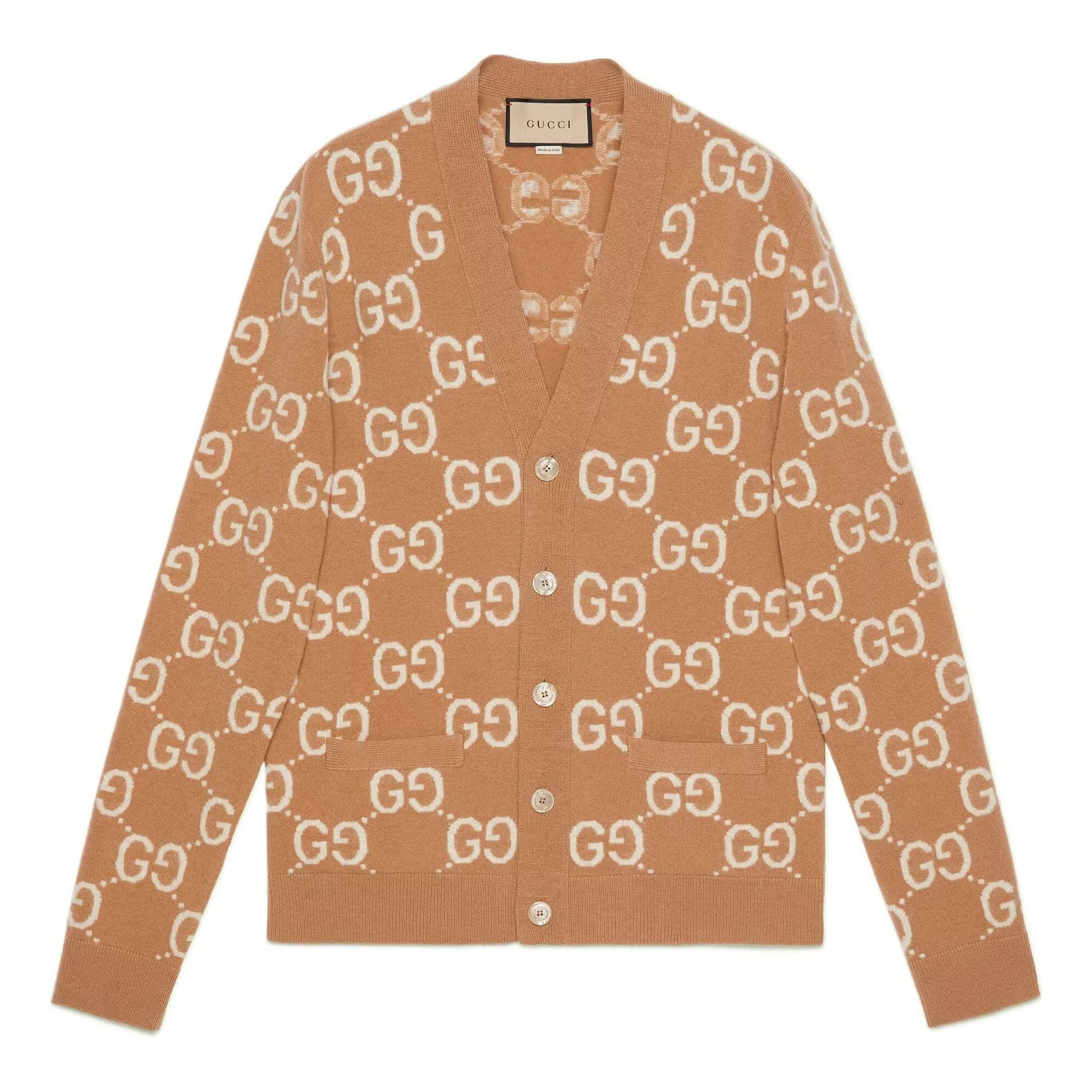 

Кардиган Gucci GG Wool Jacquard Cardigan 'Camel Ivory' 694758-XKCC5-2296, бежевый