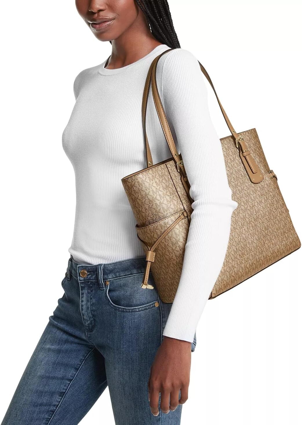 

Сумка-тоут Michael Kors Voyager East/West Signature, цвет Camel