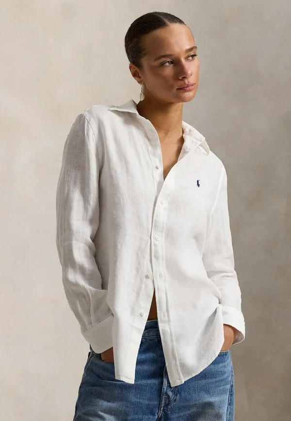 Классическая льняная рубашка-блузка на пуговицах Polo Ralph Lauren, Classic Oxford