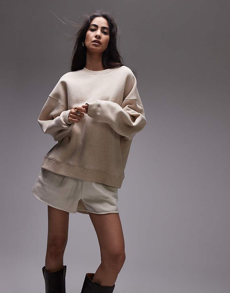 

Толстовка Topshop – Premium – светло-бежевого крапчатого цвета со швом