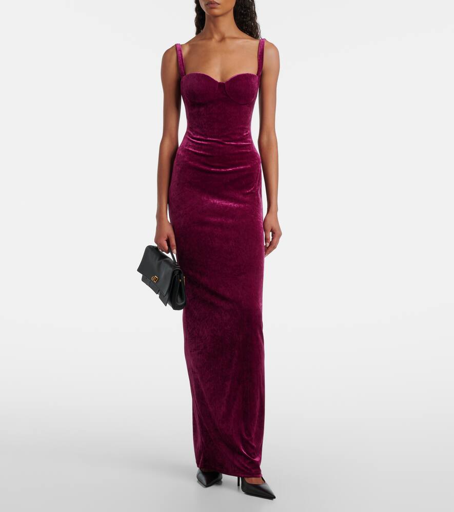 Вечернее платье из бархата с открытой спиной Balenciaga, Plum — фото 2