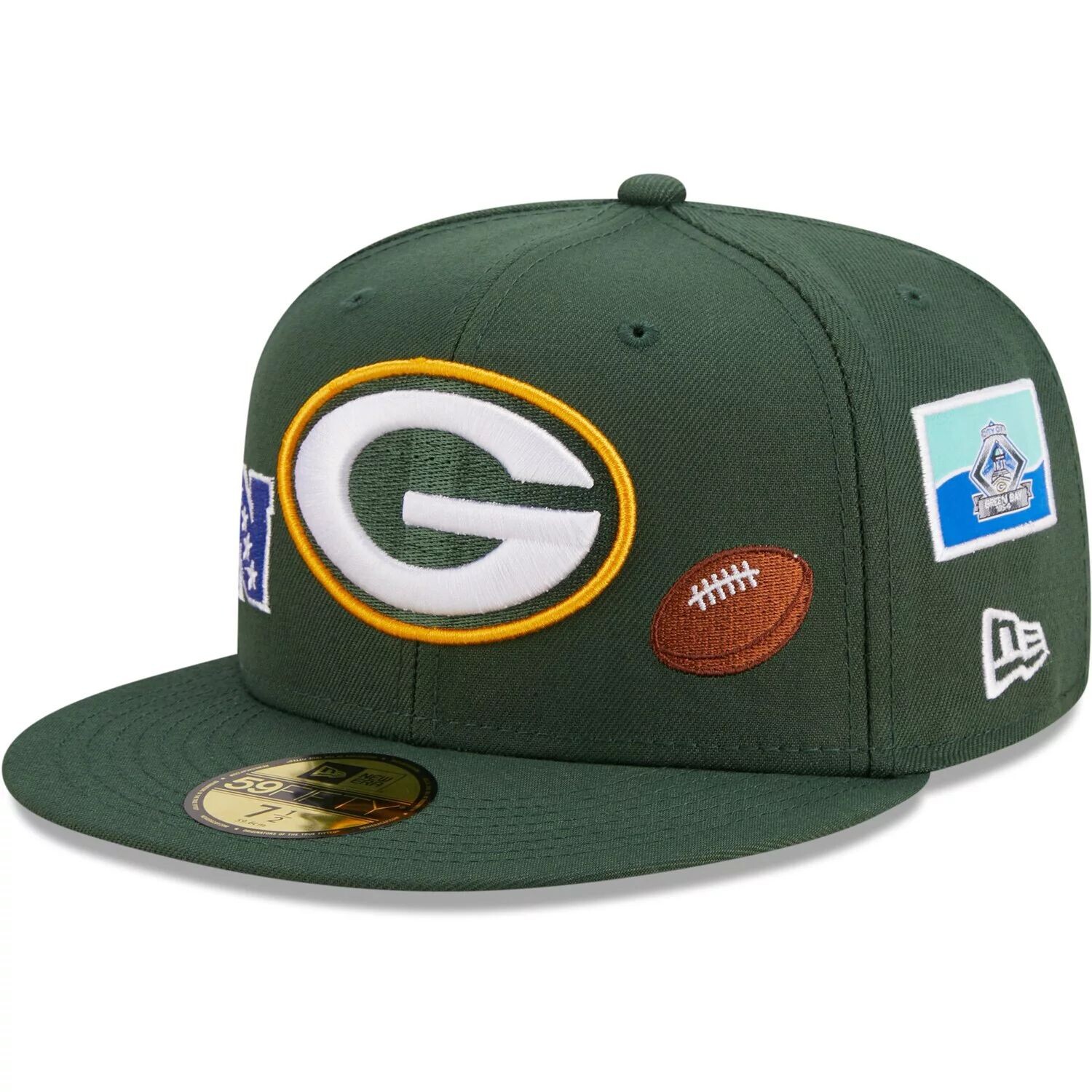 

Мужская облегающая шляпа New Era Green Green Bay Packers Team Local 59FIFTY