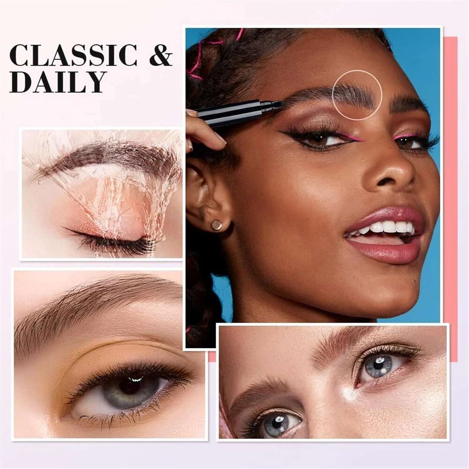Карандаш для бровей 4-гранный Zzflsm темно-коричневый — фото 2